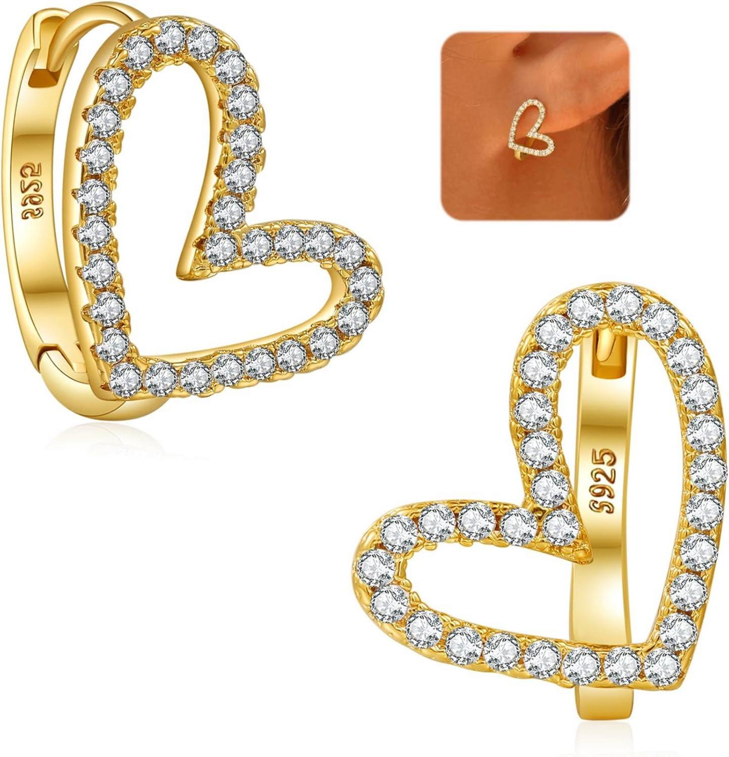Herz Creolen Silber 925 Zirkonia Ohrringe Rosegold Schmuck