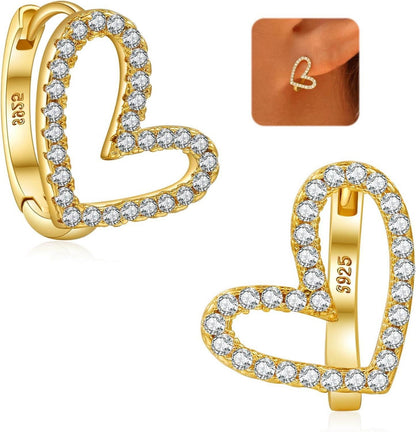 Herz Creolen Silber 925 Zirkonia Ohrringe Rosegold Schmuck