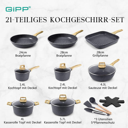 GiPP 21-teiliges Topfset mit Granit