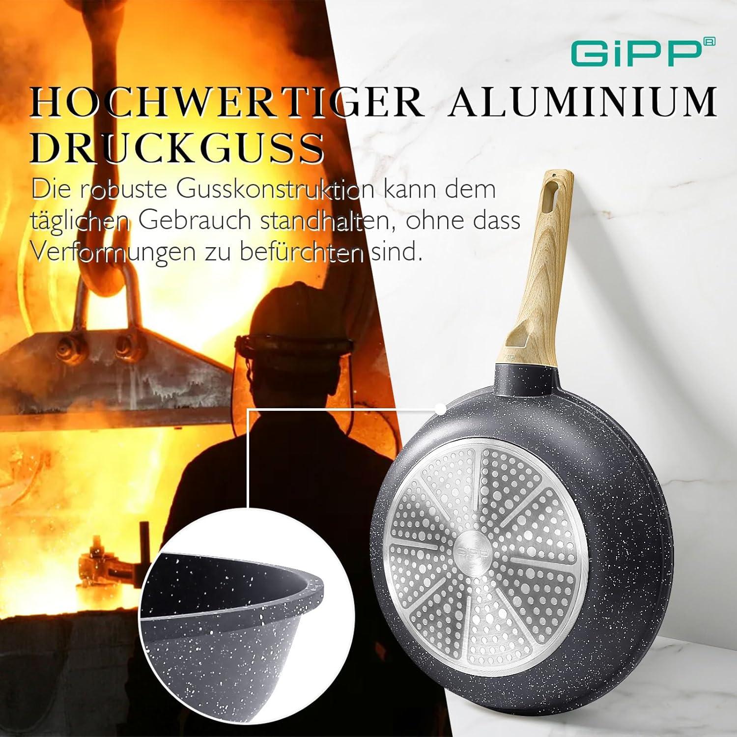 GiPP 21-teiliges Topf- und Pfannenset mit Granit Antihaftbeschichtung für Induktion & Gas