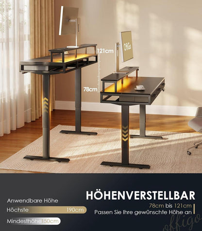Elektrischer Schreibtisch mit Schubladen 120cm Höhenverstellbar