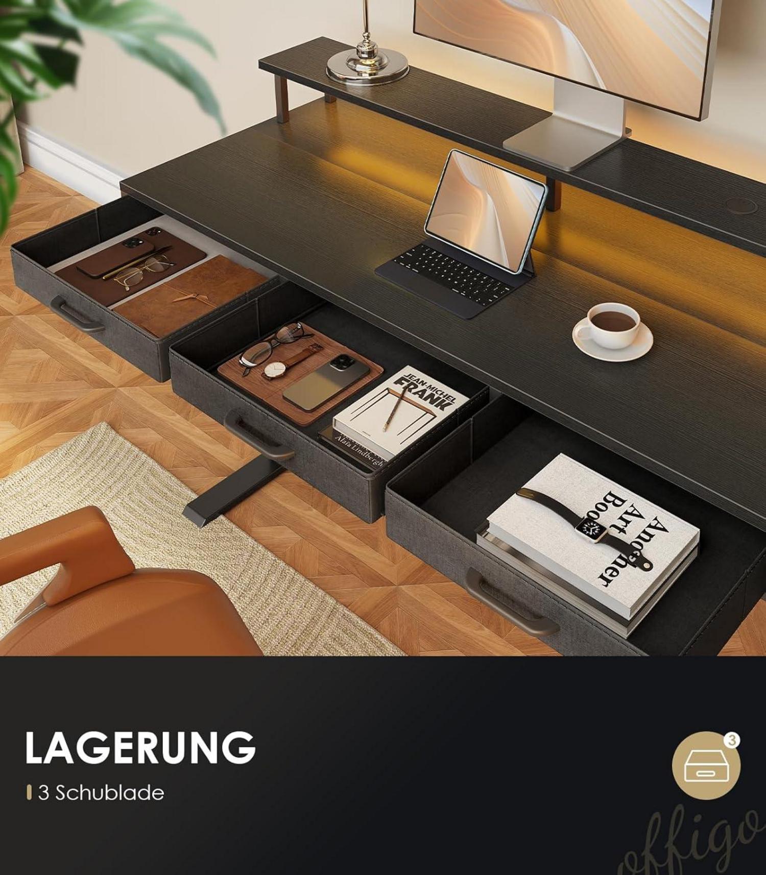 Elektrischer Schreibtisch 120cm Höhenverstellbarer Gaming-Tisch Schwarz