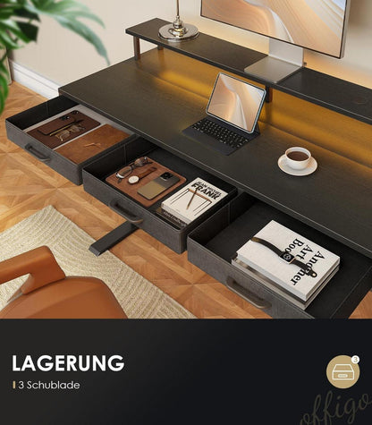 Elektrischer Schreibtisch 120cm Höhenverstellbarer Gaming-Tisch Schwarz