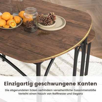 Esstisch Set 3-teilig mit Bänken – Rustikales Braun