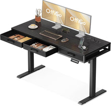 Höhenverstellbarer Schreibtisch Schwarz mit 3 Schubladen 140cm