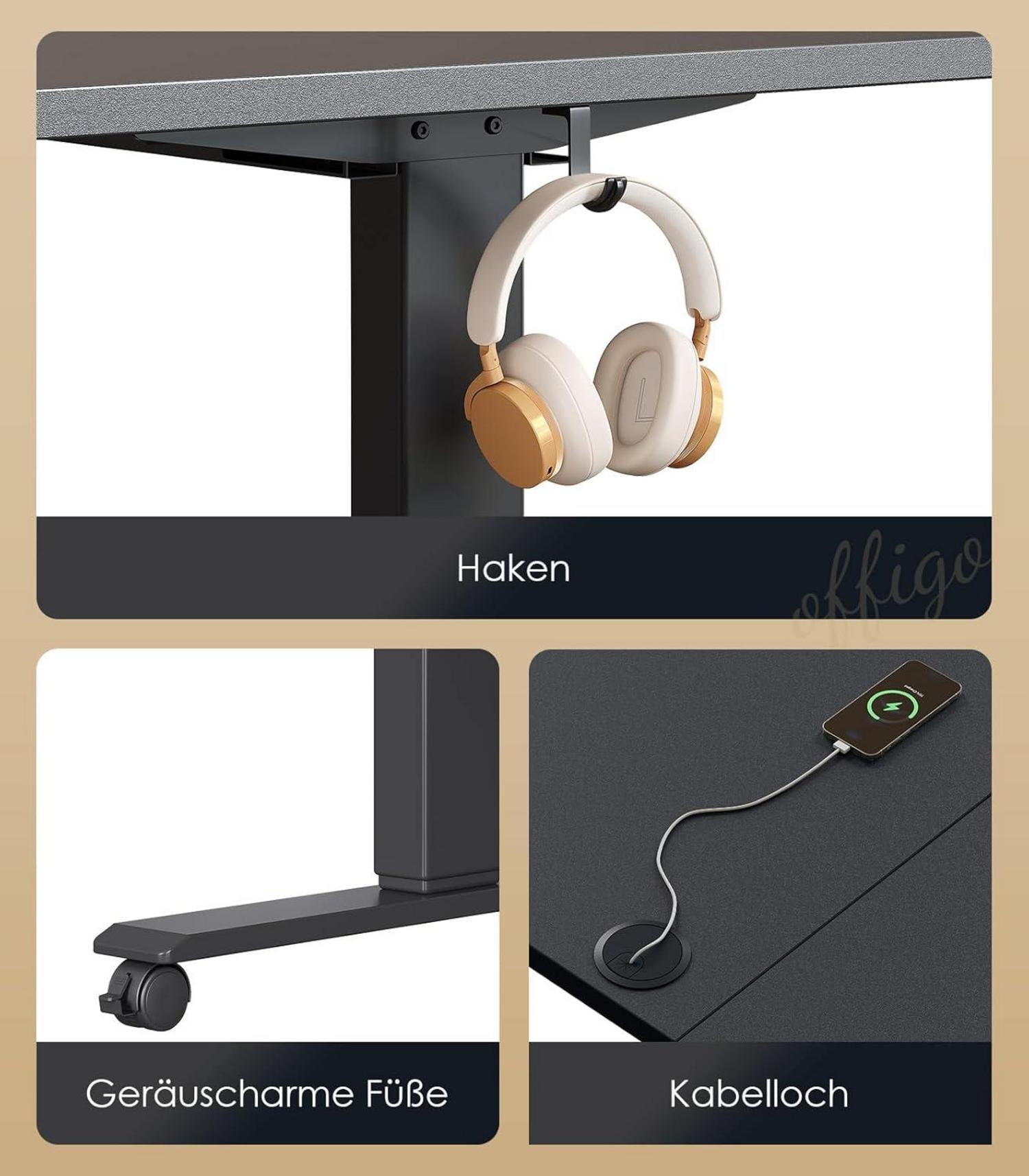 Höhenverstellbarer Schreibtisch 180cm Elektrisch USB Standing Desk Memory