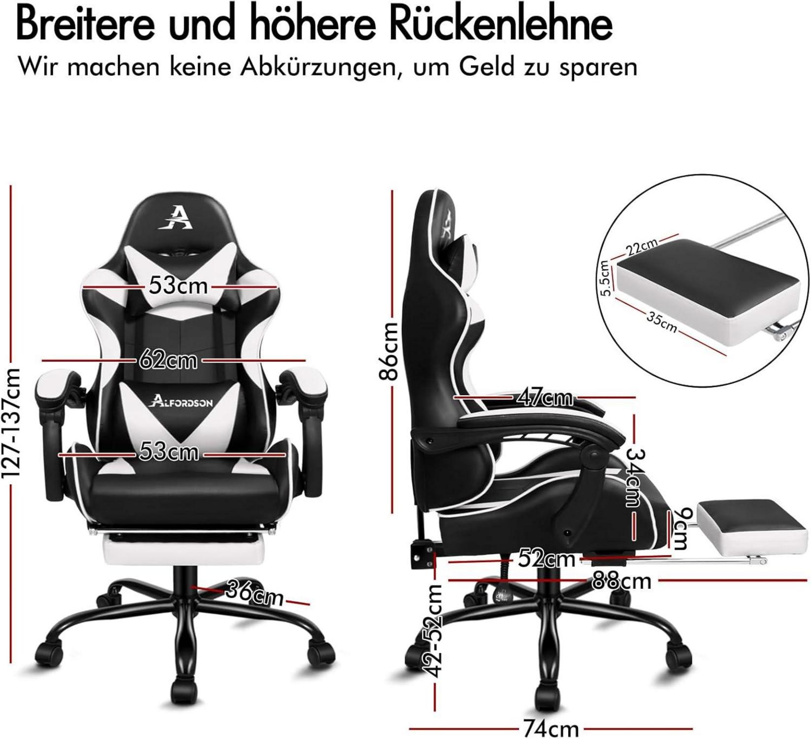Videospielstuhl ergonomisch Massage Gaming Stuhl Fußstütze