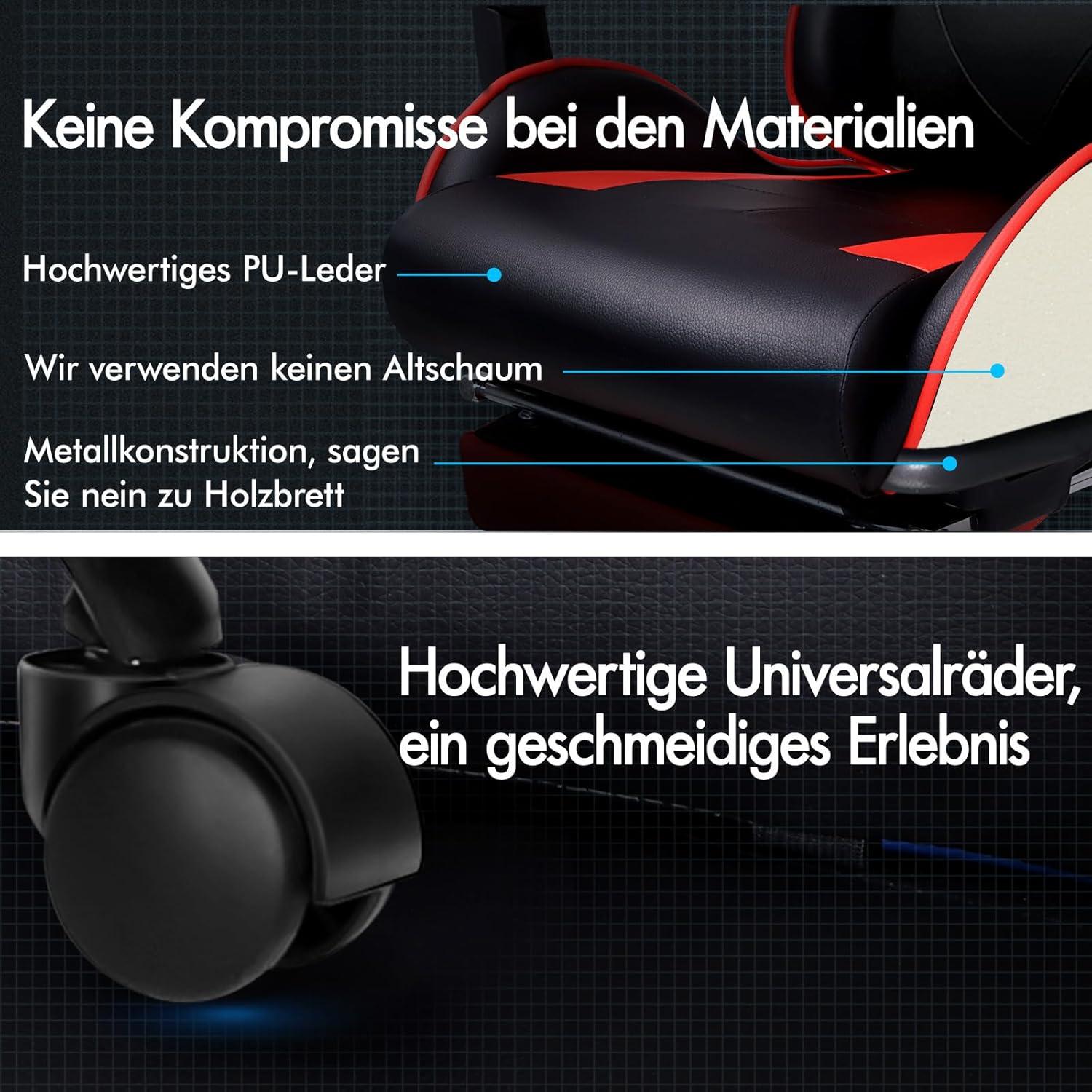 Videospielstuhl ergonomisch Massage-Rennstuhl höhenverstellbar