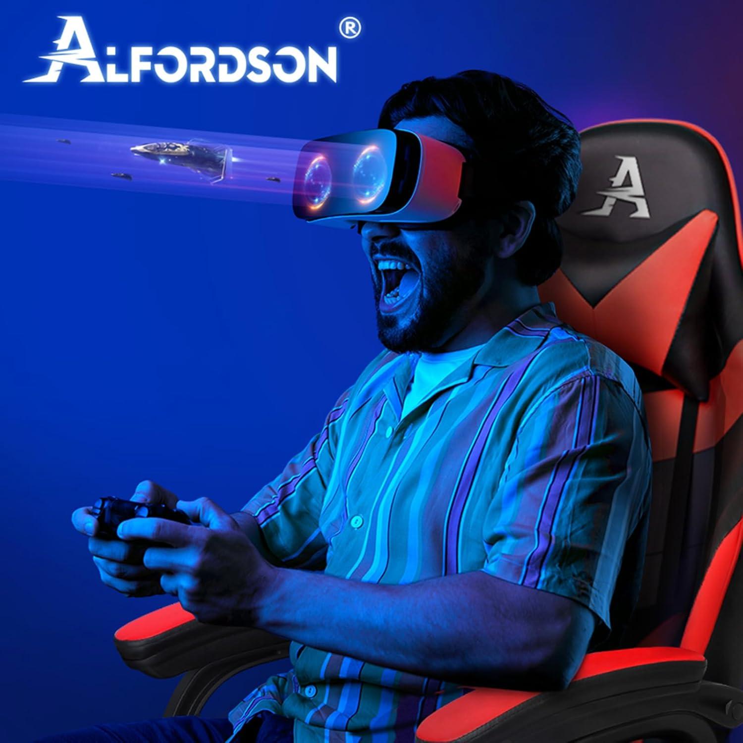 Ergonomischer Gaming-Stuhl Massage Rennstuhl Bürostuhl höhenverstellbar Rot