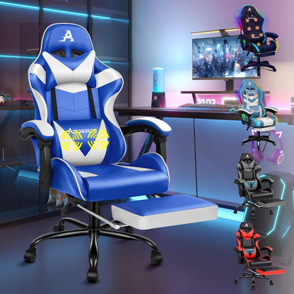 Massage-Gaming-Stuhl mit Neigung und Fußstütze