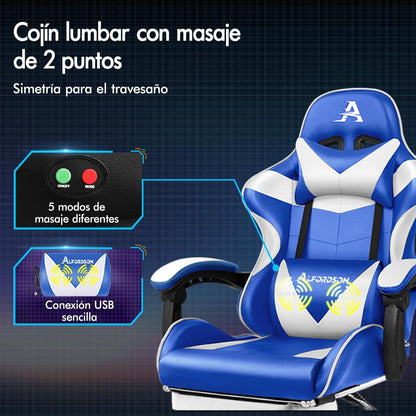 Massage-Gaming-Stuhl mit Neigung und Fußstütze