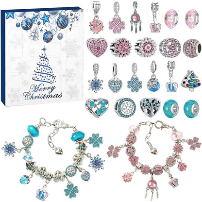 Adventskalender Mädchen 2024 Schmuck DIY-Charms Armband Set