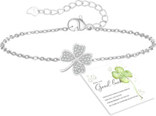 Glücksarmband Kleeblatt Armband Damen Silber Gold Verstellbar 925