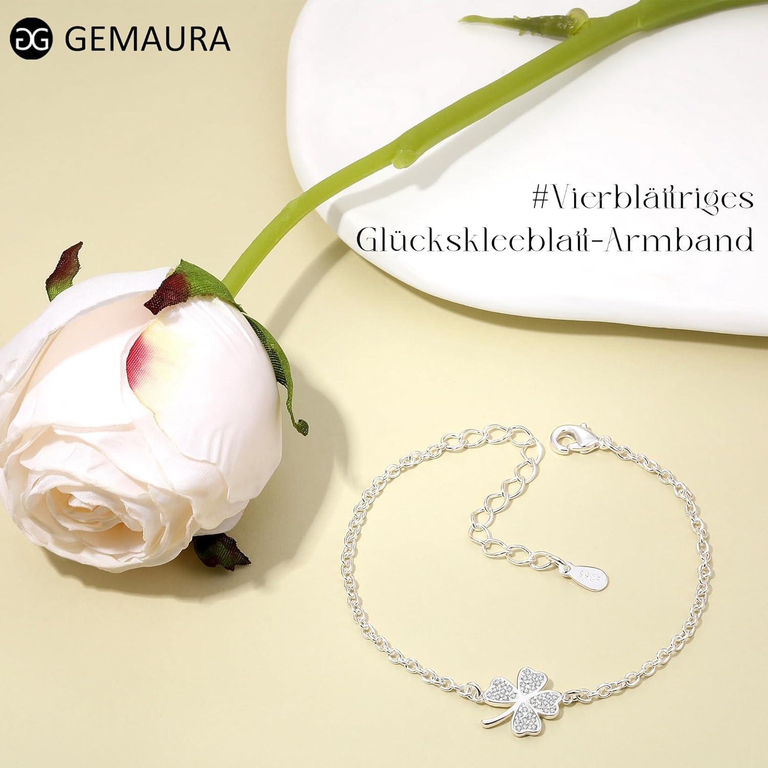 Damen Armband Glücksarmband Silber Kleeblatt 925 Gold Verstellbar
