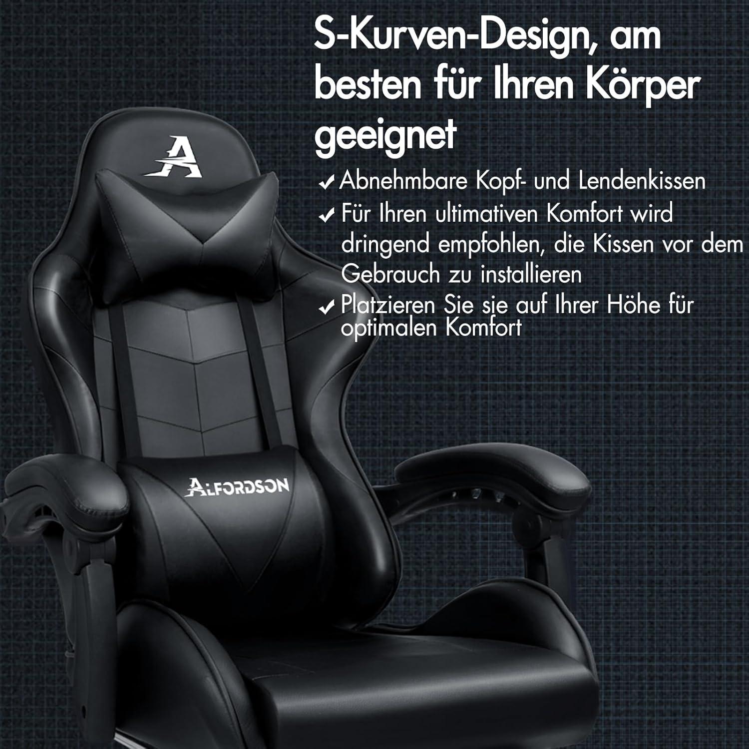 Massage-Gaming-Stuhl mit Neigung und Fußstütze