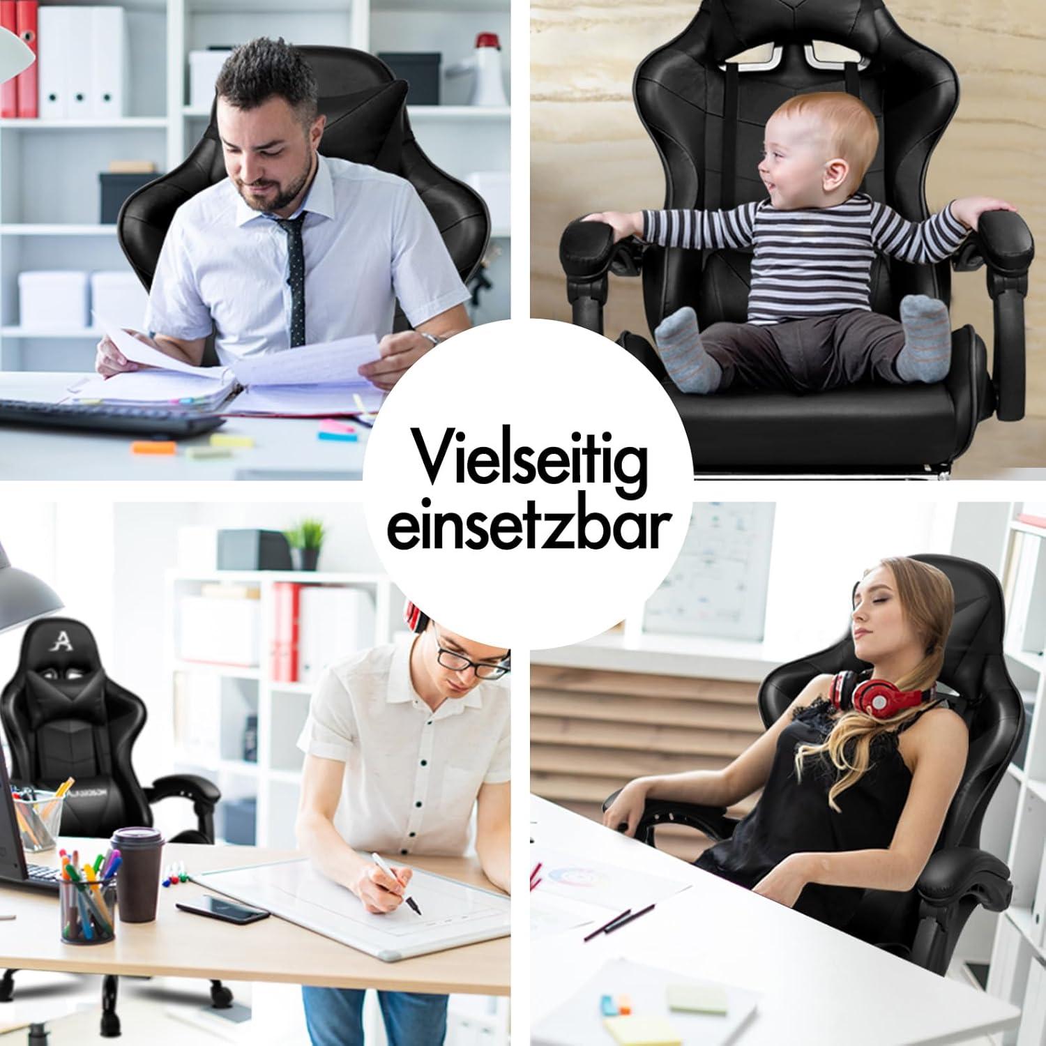 Massage Gaming-Stuhl mit 150° Neigung, ergonomischer