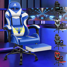 Videospielstuhl ergonomischer Massage Rennstuhl Fußstütze PU-Leder