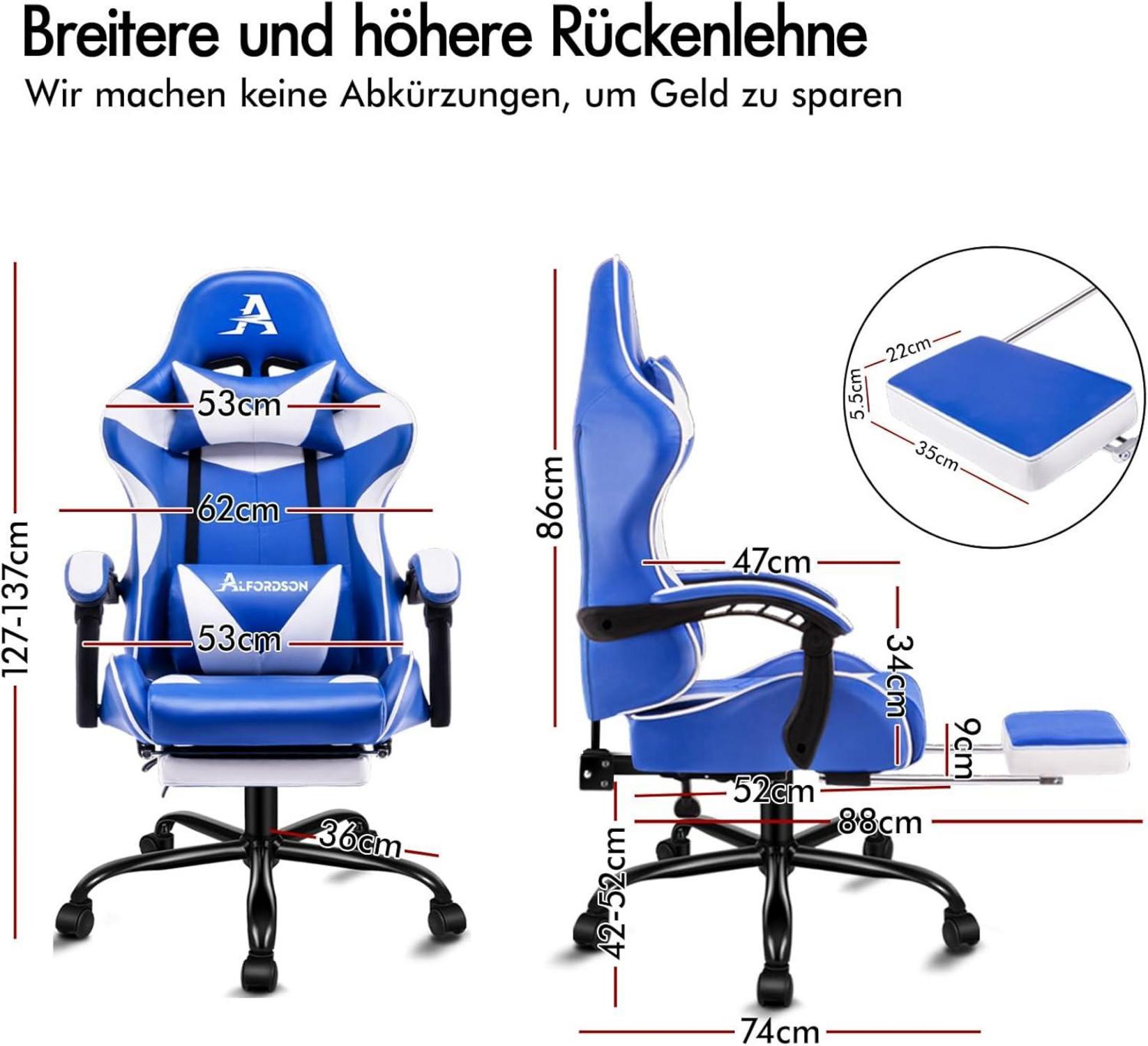 ALFORDSON Videospielstuhl ergonomischer Massage Bürostuhl