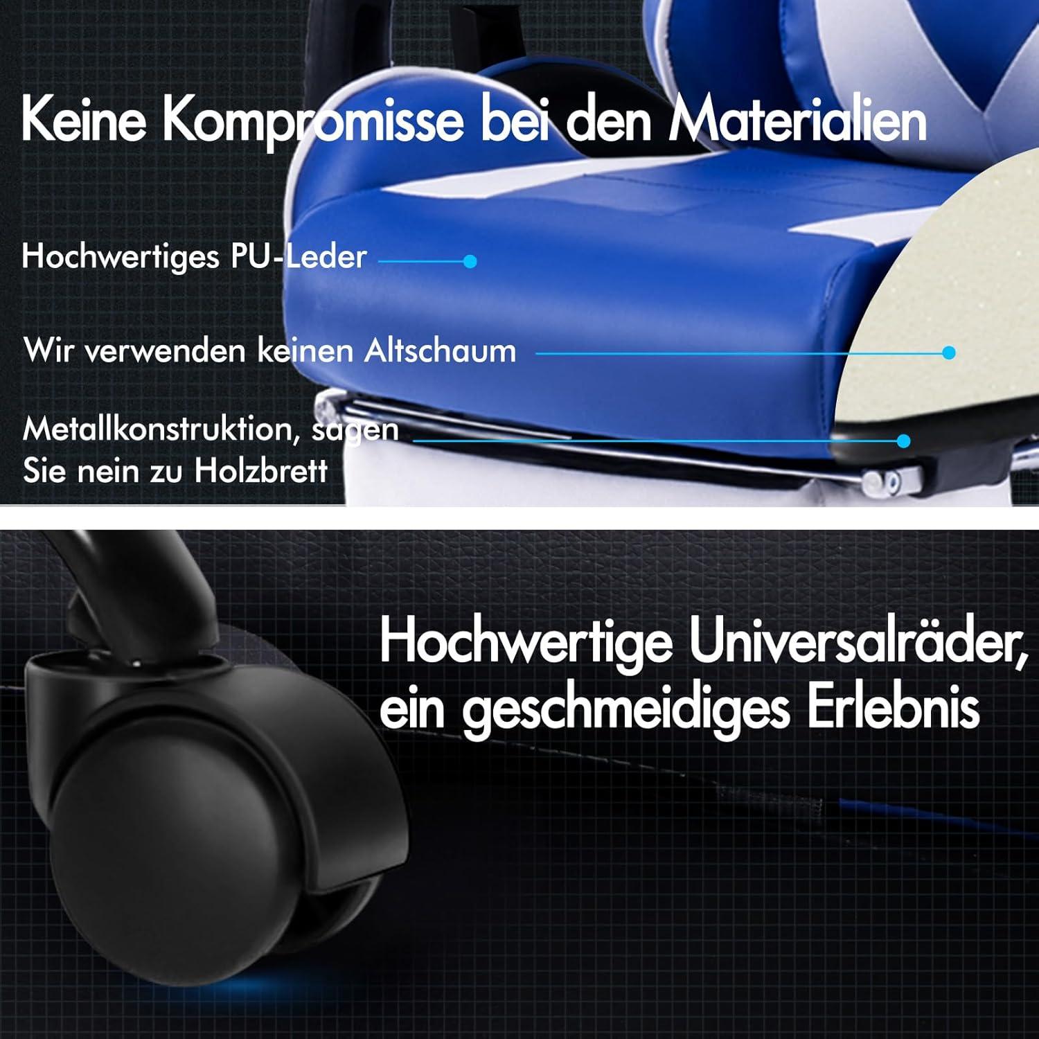 Videospielstuhl ergonomisch Massage Rennstuhl Fußstütze PU-Leder