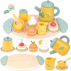 Teeservice Holzspielzeug für Kinderküche, Rollenspiel Zubehör