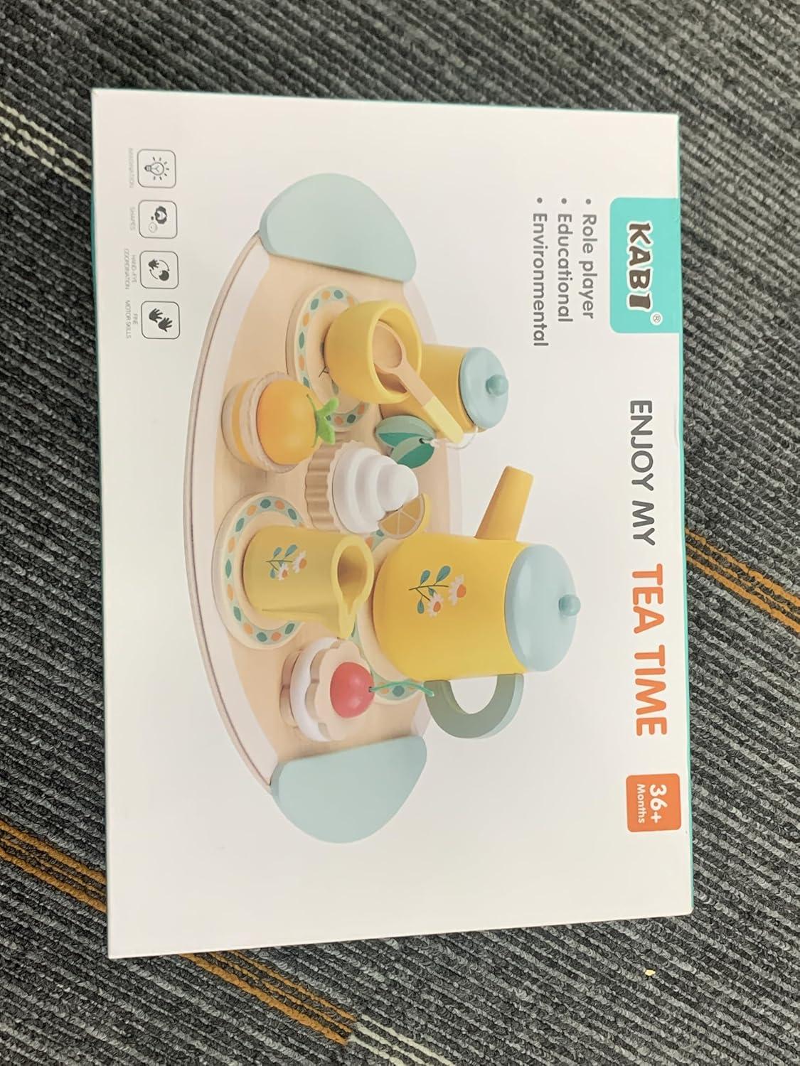 Teeservice Kinder Holzspielzeug Teeparty Zubehör Puppenküche 3+ Jahren