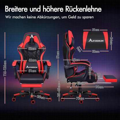 ALFORDSON Bequemer Gaming-Bürostuhl mit Fußstütze und