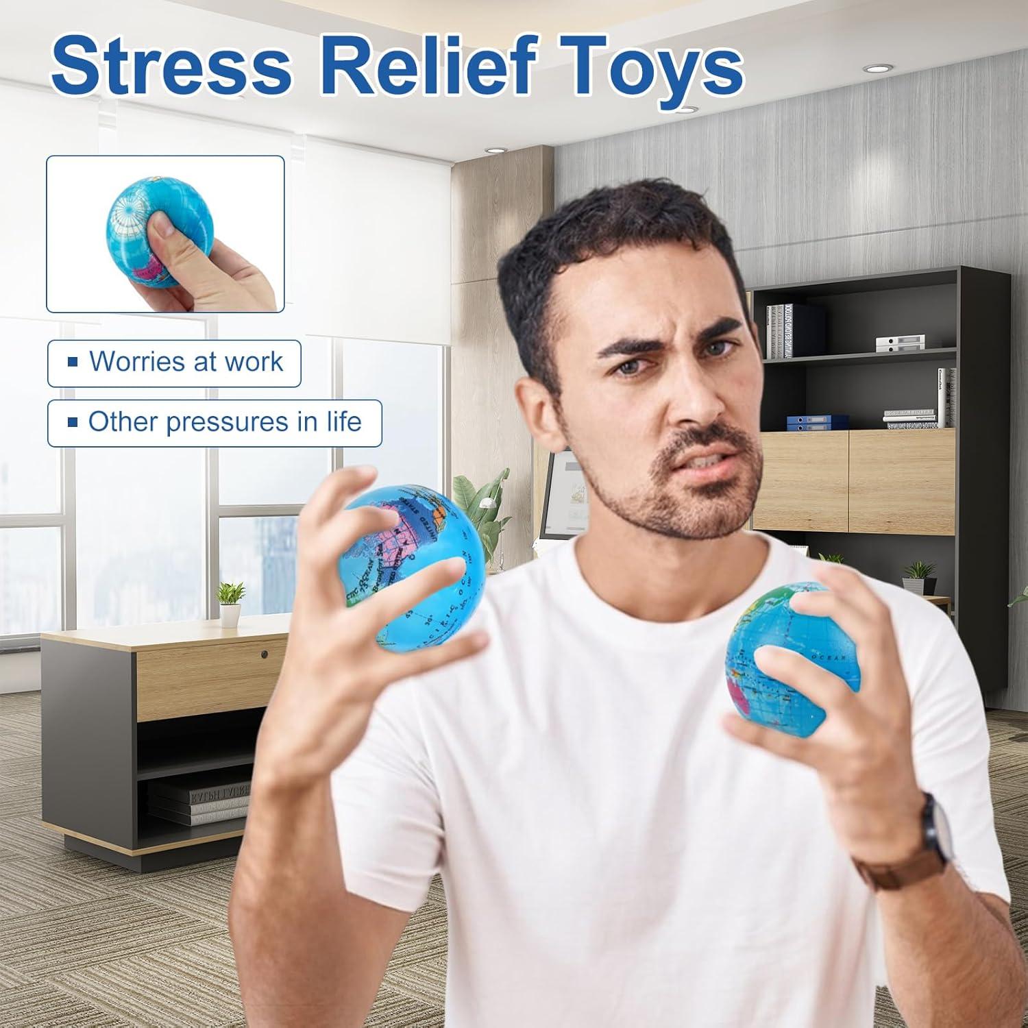 12er Set Sprinlot Antistressbälle Weltkugel 6CM Squeeze Bälle Blau