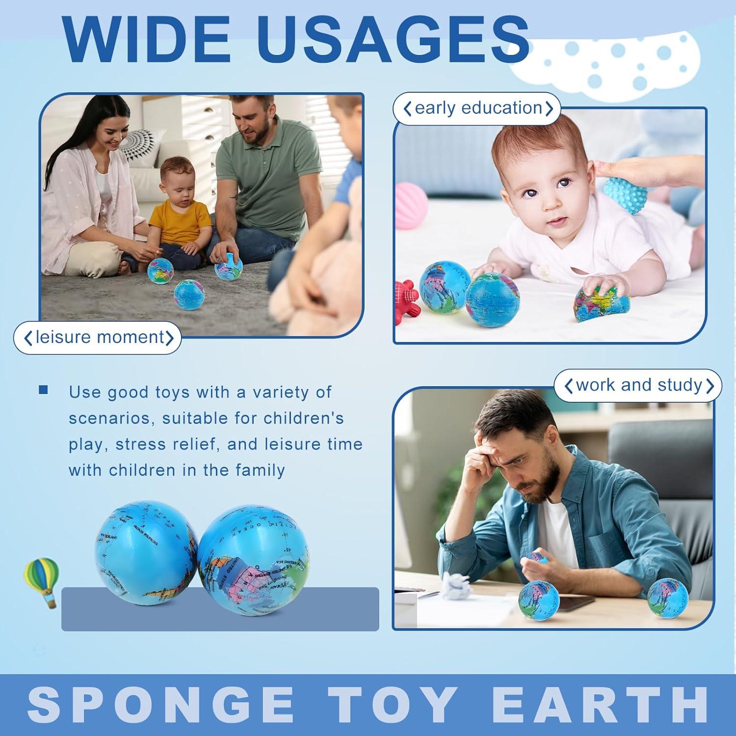 12er Set Sprinlot Antistressbälle Weltkugel 6CM Squeeze Bälle Blau