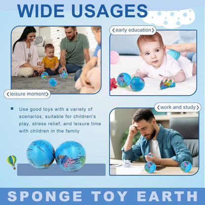 12er Set Sprinlot Antistressbälle Weltkugel 6CM Squeeze Bälle Blau