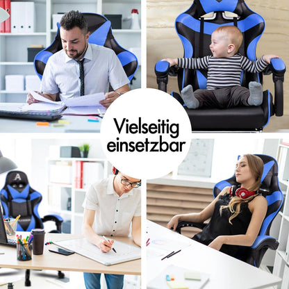 ALFORDSON Gaming-Stuhl 150° Neigung PU-Leder Fußstütze höhenverstellbar