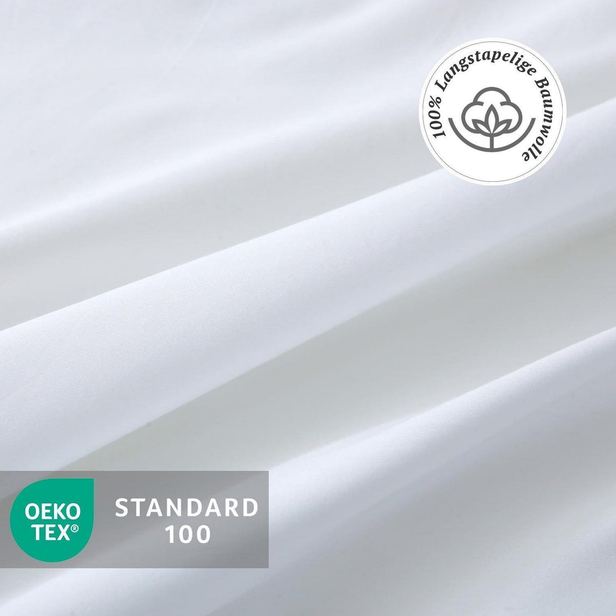 Satin Bettwäsche Set 135x200 - 4tlg. Weiß Baumwolle Luxus