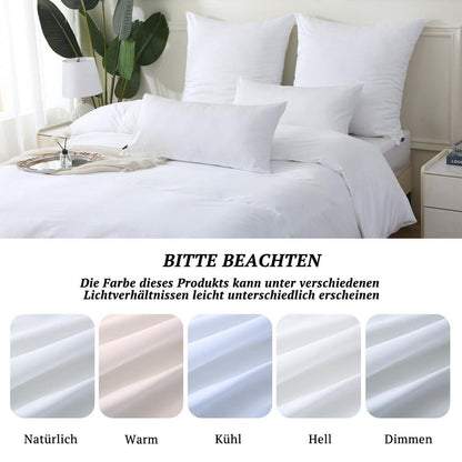Satin Bettwäsche Set 135x200 - 4tlg. Weiß Baumwolle Luxus