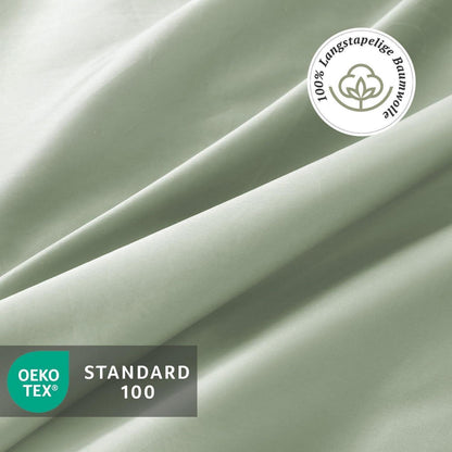 Satin Bettwäsche Set 220x240 - Salbeigrün, 3-teilig