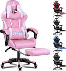 Bequemer Gaming-Bürostuhl mit Fußstütze und Neigungsverstellung