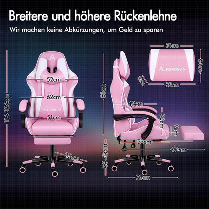 Bequemer Gaming-Bürostuhl mit Fußstütze und Neigungsverstellung