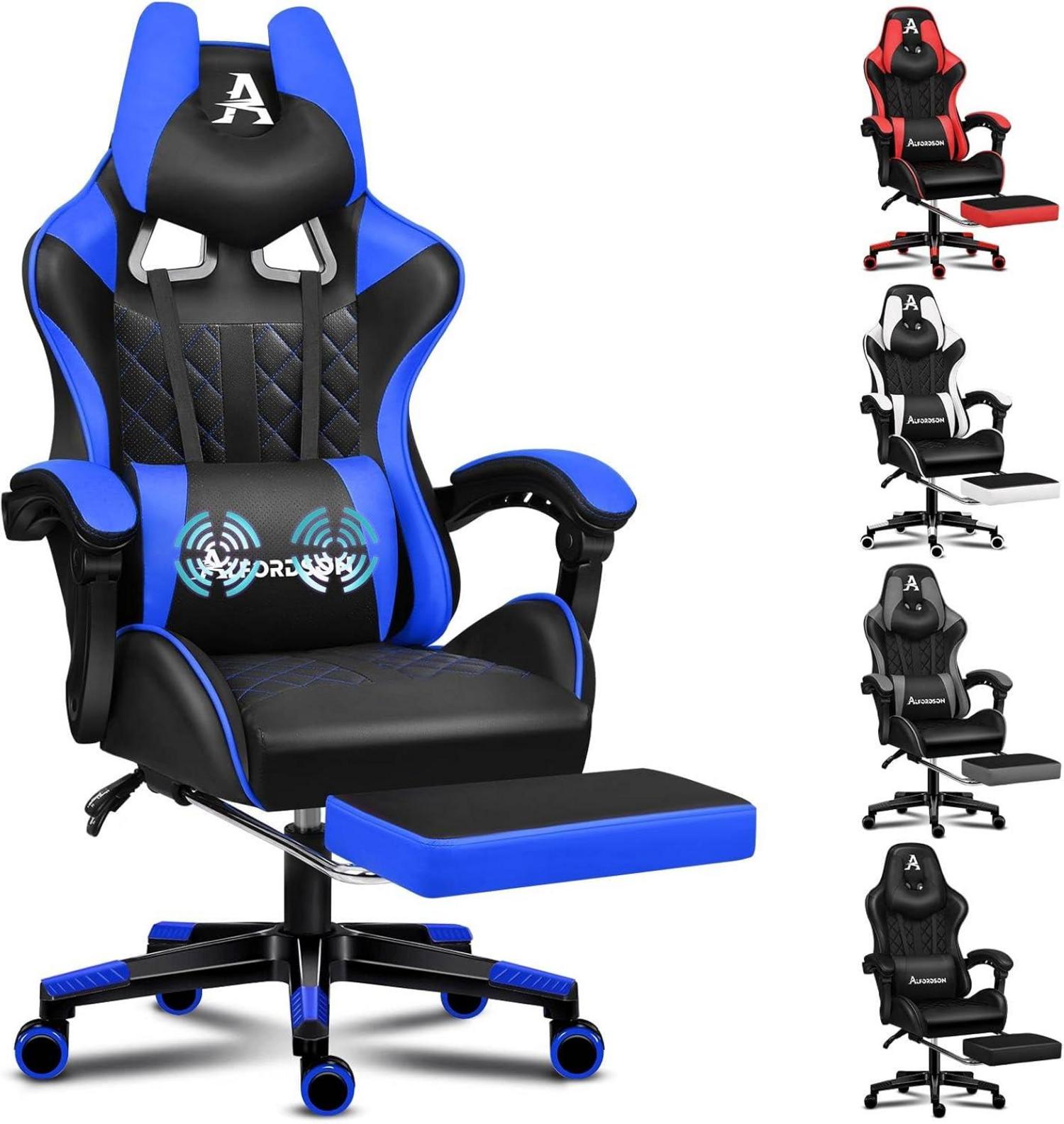 Bequemer Gaming-Bürostuhl mit Fußstütze und Neigungsverstellung