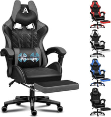 Bequemer Gaming-Bürostuhl mit integrierter Fußstütze und