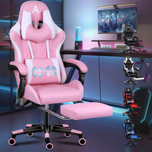 Premium Gaming Stuhl mit Fußstütze und Lordosenstütze, ergonomisches