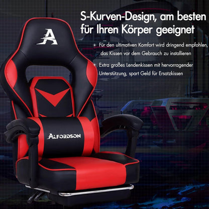 ALFORDSON Gaming Stuhl Racing Stuhl Bürostuhl mit Fußstütze Rot