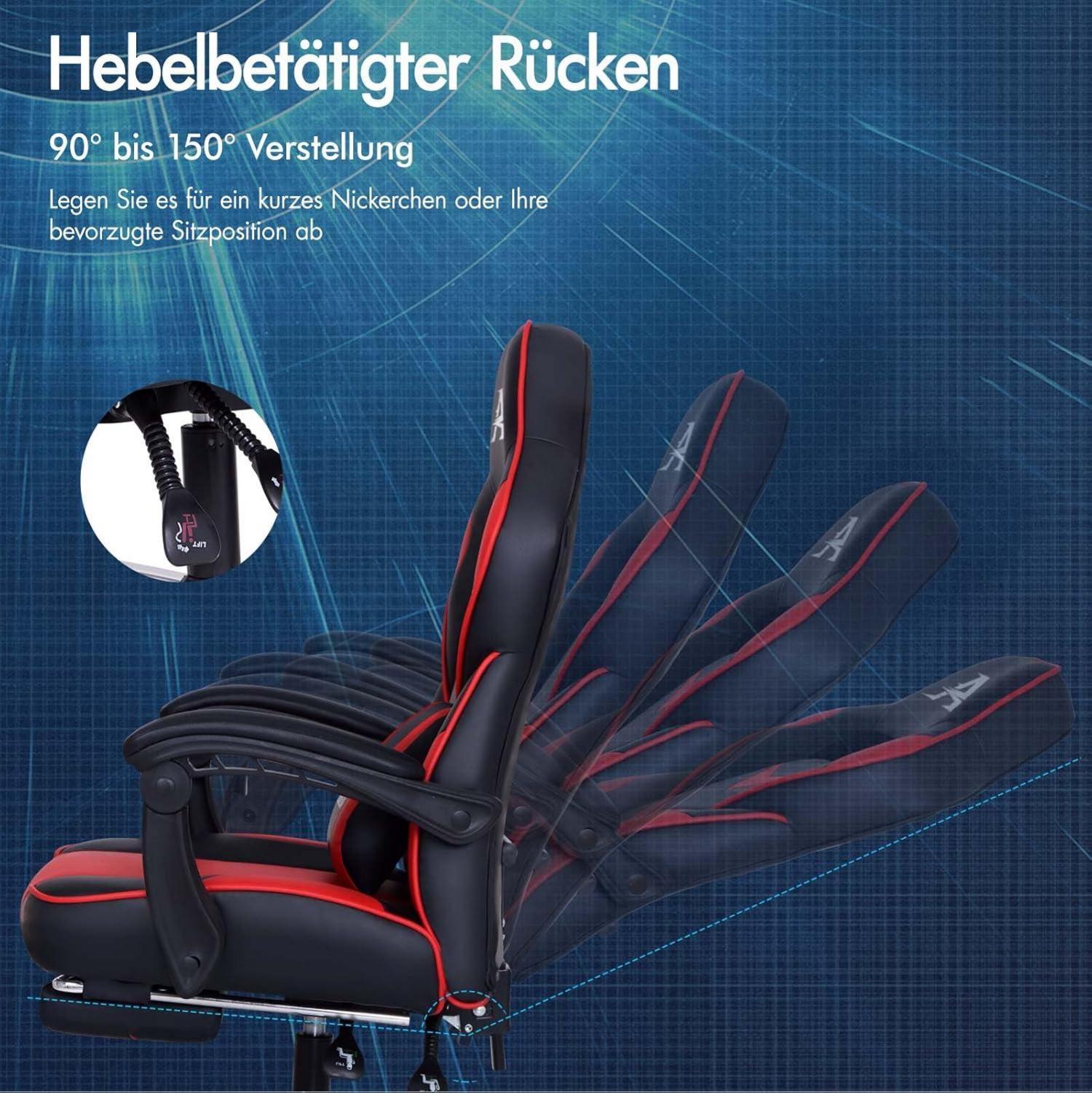 Gaming Stuhl Racing Stuhl Executive Sport Bürostuhl mit Fußstütze PU