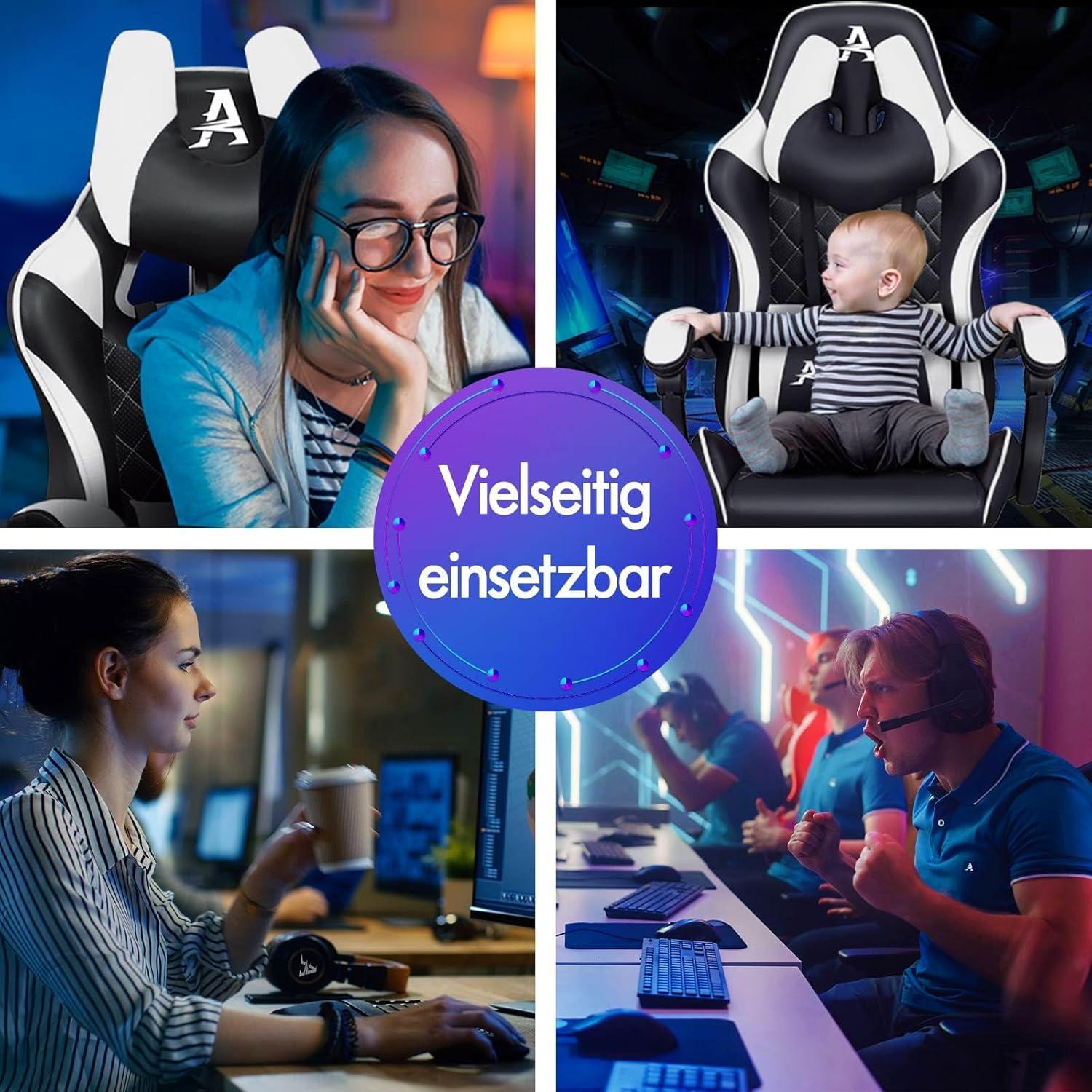 ALFORDSON Gaming-Stuhl Weiß Ethan Serie 180 kg Tragkraft