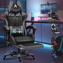 Premium Gaming Stuhl mit Fußstütze und Lordosenstütze ergonomisch 180