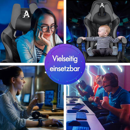 ALFORDSON Gaming-Stuhl mit Fußstütze und Lordosenstütze, ergonomisches