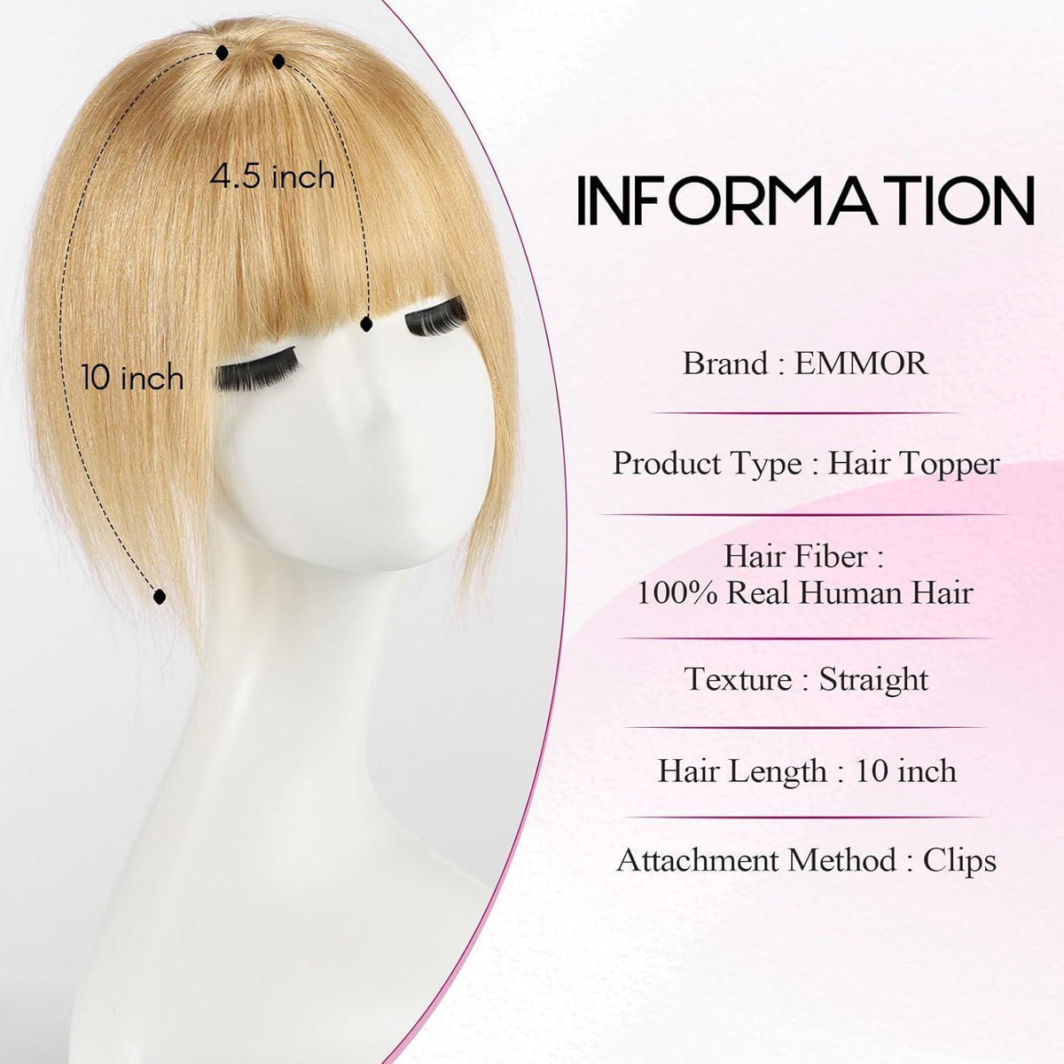10 Zoll Clip-in Pony aus Echthaar – Schwarz 3D French Blond