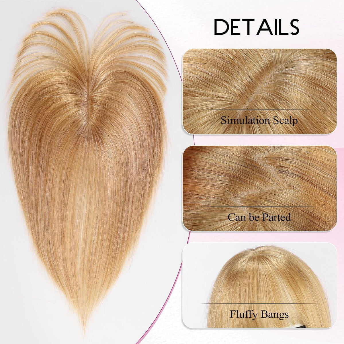 10 Zoll Clip-in Pony aus Echthaar – Schwarz 3D French Blond