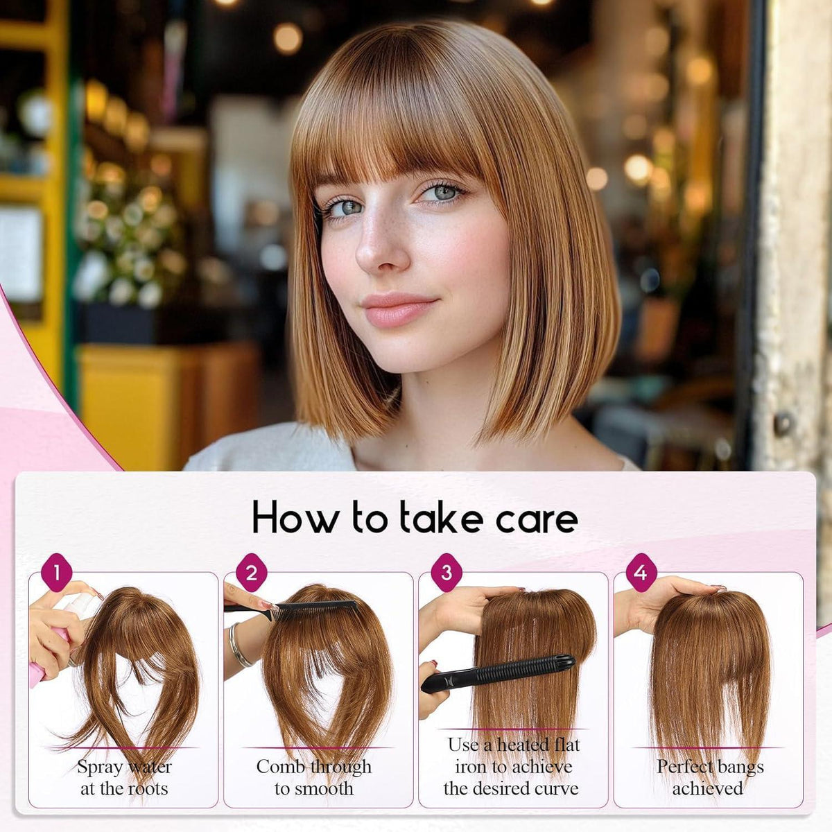 10 Zoll Clip-in Pony aus Echthaar – Schwarz 3D French Blond