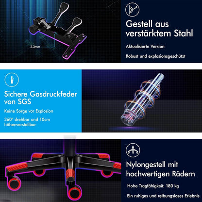 Gaming Bürostuhl ergonomische Unterstützung Fußstütze Rot Gorden