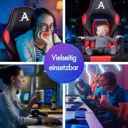Gaming Bürostuhl ergonomische Unterstützung Fußstütze Rot Gorden
