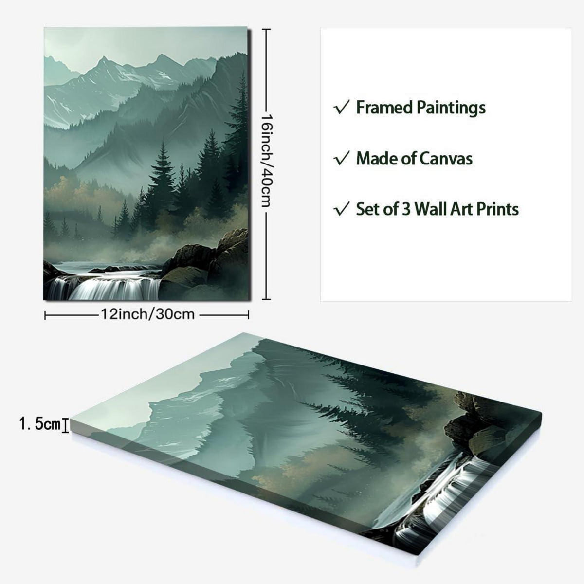 3-teiliges Leinwandbild: Wald & Natur, Modernes Wandbild