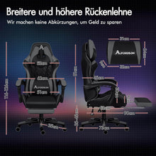Ergonomischer Gaming-Stuhl mit Fußstütze, Lendenwirbelkissen